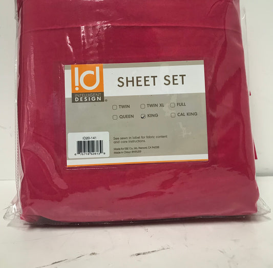 King Microfiber Wrinkle-Free Sheet Set--Pink