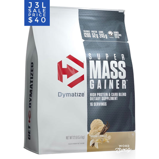 Super Mass Gainer Protein Powder, 1280 Calories & 52g Protein, Mixes Easily, Tastes Delicious, Gourmet Vanilla, 12 lbs (expires 07/26)