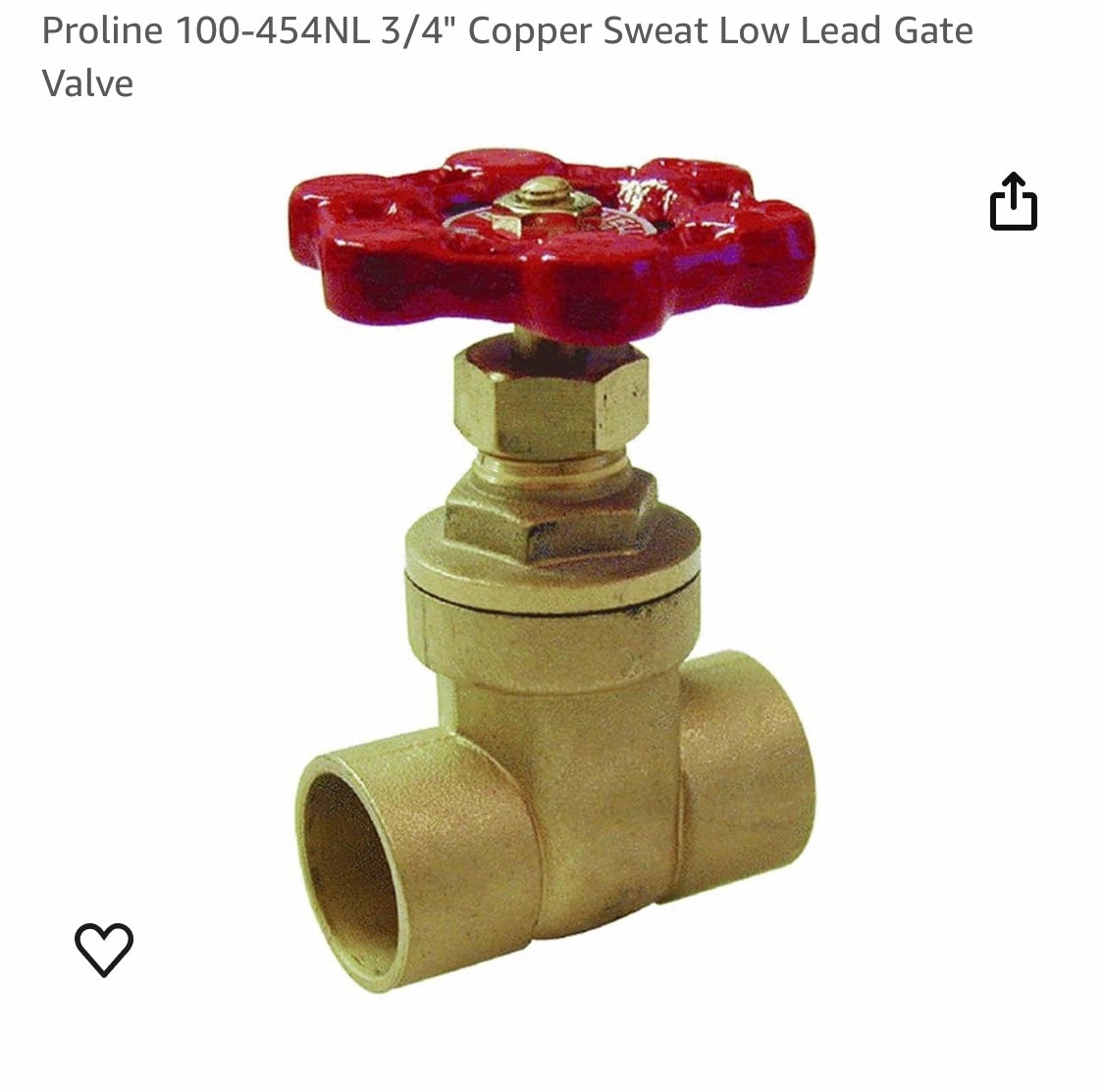 Proline 100-454NL 3/4" Copper Sweat Low Lead Gate Valve