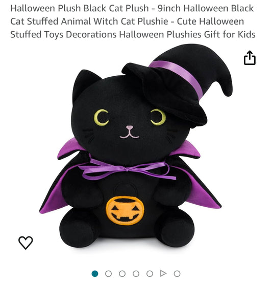 Halloween Plush Black Cat Plush - 9inch Halloween Black Cat Stuffed Animal Witch Cat Plushie - Cute Halloween Stuffed Toys Decorations Halloween Plushies Gift for Kids