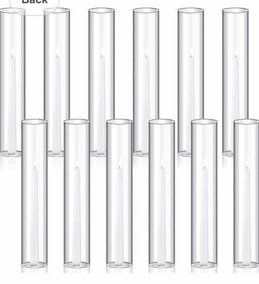 24 Pcs 2.5"W x 14"H Hurricane Candle Holder Sleeve Bottomless Glass Cylinder Candleholder Tall Candle Glass Cover Clear Open Ended Candle Shade Chimney Tube Cover for Lamp Pillar Taper Candle