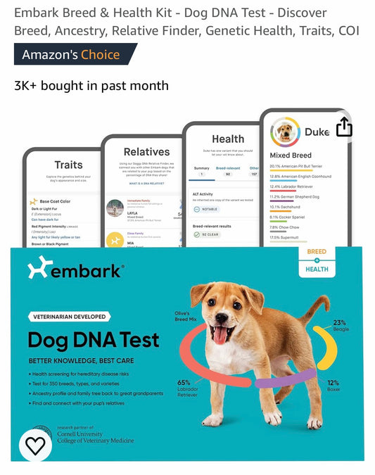 Embark Breed & Health Kit - Dog DNA Test - Discover Breed, Ancestry, Relative Finder, Genetic Health, Traits, COI