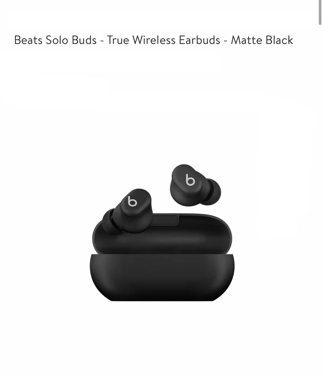 (Tested/no charger) Beats Solo Buds - True Wireless Earbuds - Matte Black