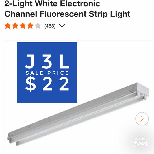 2-Light White Electronic Channel Fluorescent Strip Light 219