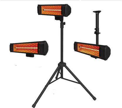 Electric Outdoor Infrared Quartz Portable Space Heater with Tripod, Wall and Ceiling Mount