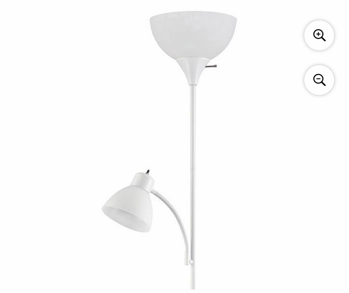 Mainstays 72" White Combo Floor Lamp With Reading Lamp, Modern Design (tested)