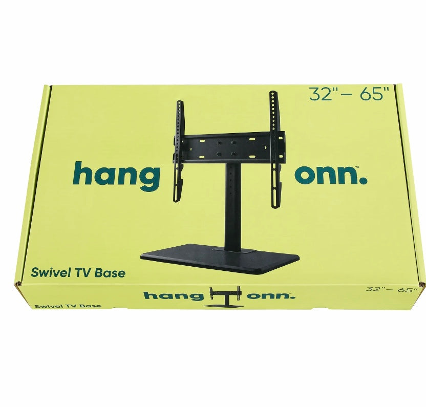 onn. Swivel TV Base for 32" to 65" TV's, up to 35° Swivel (missing screws for anti-slip strap)