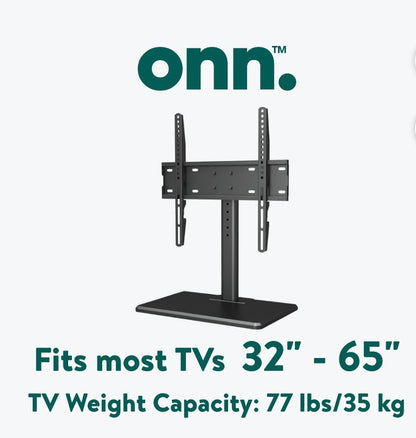 onn. Swivel TV Base for 32" to 65" TV's, up to 35° Swivel (missing screws for anti-slip strap)