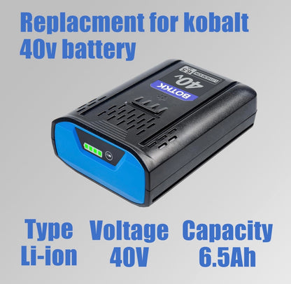 6.5Ah Replacement for Kobalt 40V Max Battery Cordless Power Tool Battery High Capacity Battery (Note on Some Lawn Mower Models)