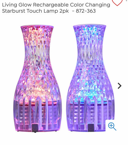 Rechargeable Color Changing Starburst Touch Lamp 2pk