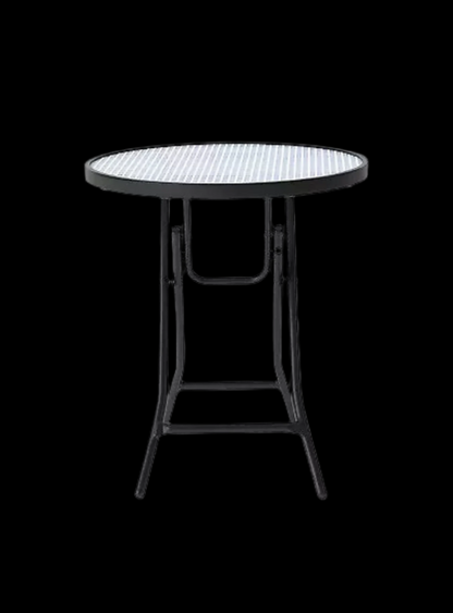 Glass Round Printed Folding Outdoor Portable Side Table