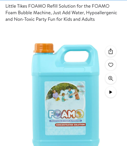 Little Tikes FOAMO Refill Solution for the FOAMO Foam Bubble Machine, Just Add Water, Hypoallergenic and Non-Toxic Party Fun for Kids and Adults