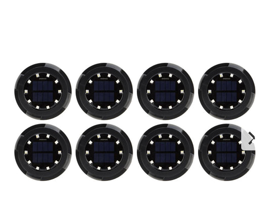 8-pack 14-LED Solar Color-Changing Disk Lights