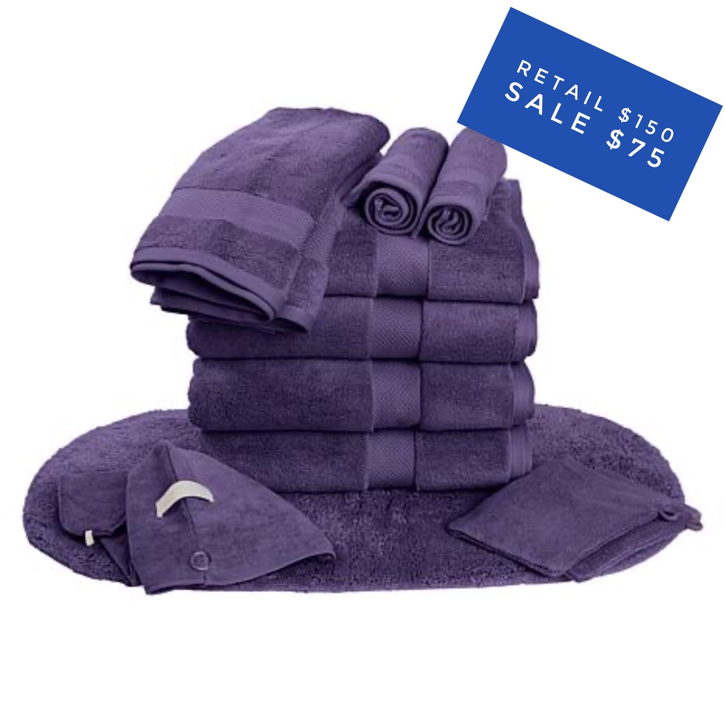 Joy Clean Boss 12 piece towel set with rug