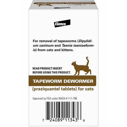 Elanco Tapeworm Dewormer (praziquantel tablets) for Cats and Kittens 6 Weeks and Older, 3-count