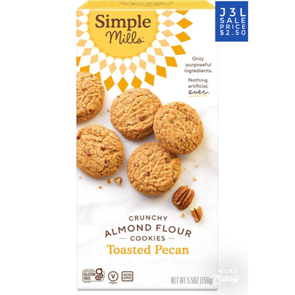 Almond Flour Crunchy Cookies, Toasted Pecan - Gluten Free, Vegan, Healthy Snacks, Made with Organic Coconut Oil, 5.5 Ounce (Best by 1/10/25)