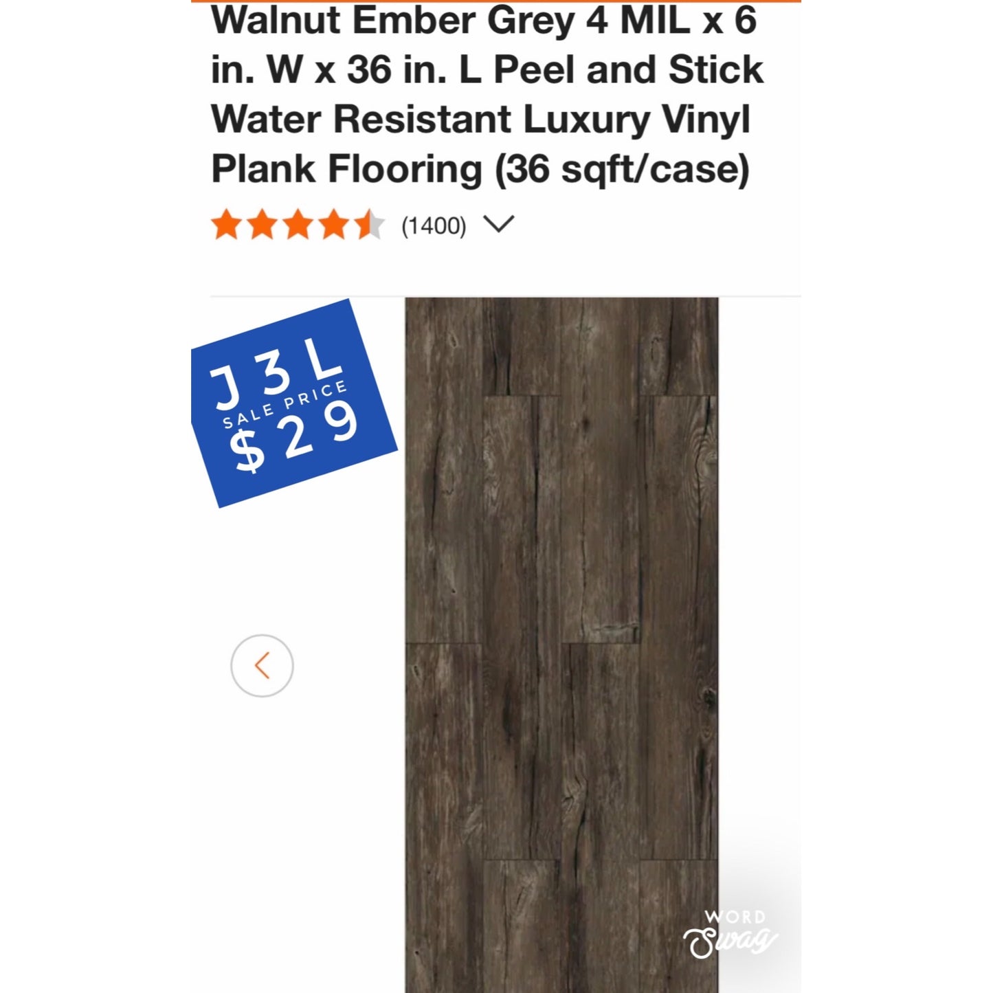 Walnut Ember Grey 4 MIL x 6 in. W x 36 in. L Peel and Stick Water Resistant Luxury Vinyl Plank Flooring (36 sqft/case)