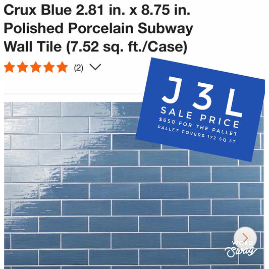 Crux Blue 2.81 in. x 8.75 in. Polished Porcelain Subway Wall Tile (7.52 sq. ft./Case)
