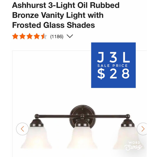 Ashhurst 3-Light Oil Rubbed Bronze Vanity Light with Frosted Glass Shades
