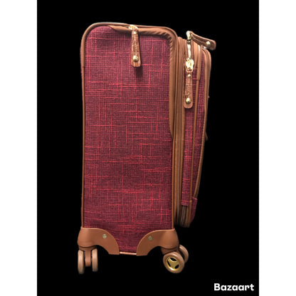 Vintage 2-piece Tweed Luggage Set (Burgundy) ( Missing smaller bag)