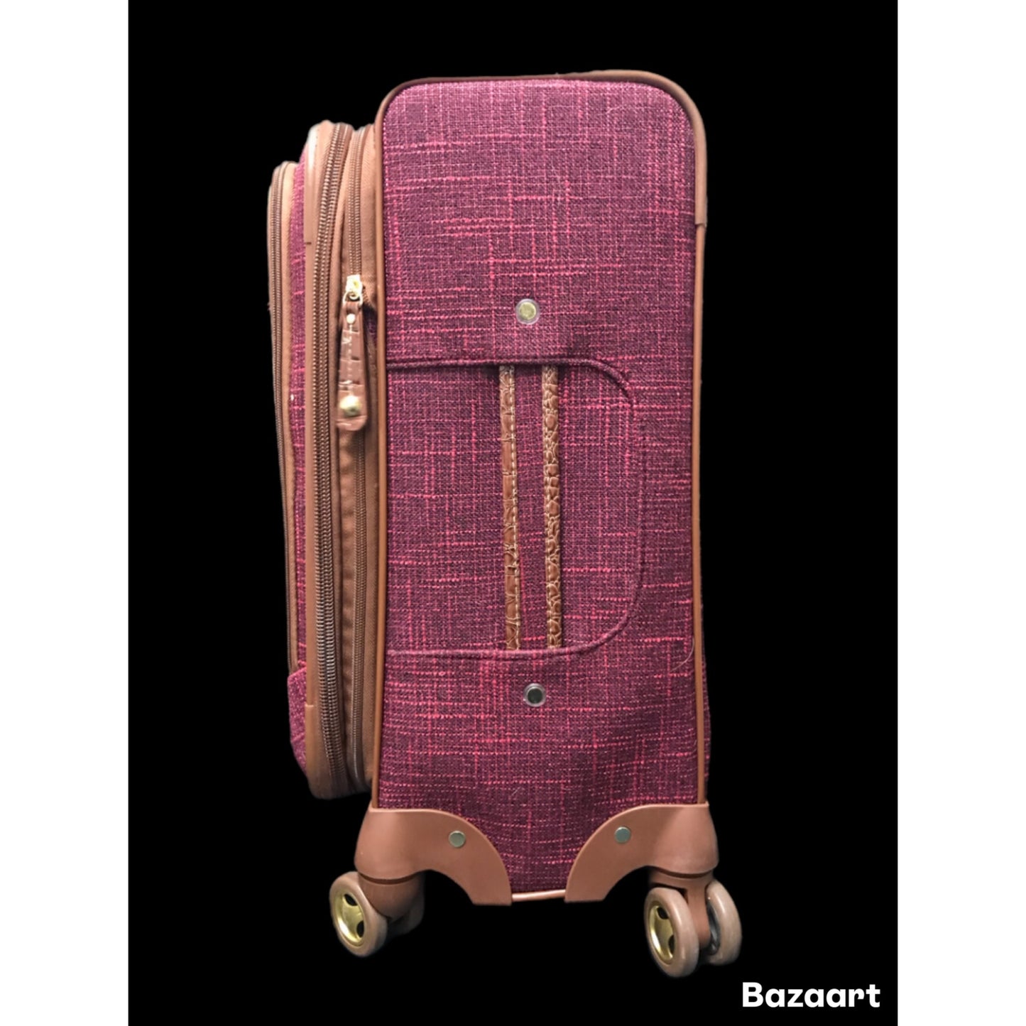 Vintage 2-piece Tweed Luggage Set (Burgundy) ( Missing smaller bag)