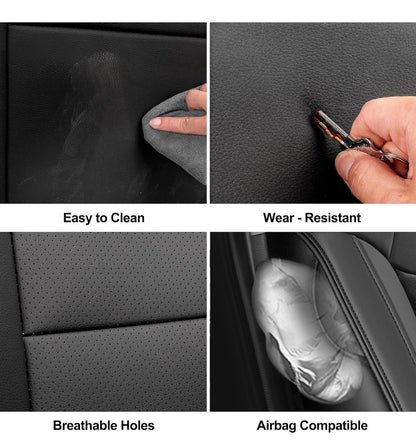 GIANT PANDA Customized Fit Charger Leather Car Seat Covers for Dodge Charger Scat Pack R/T SRT Performance Seats 2015-2024, Not fit Base/Sport Seats, Full Set (Black)